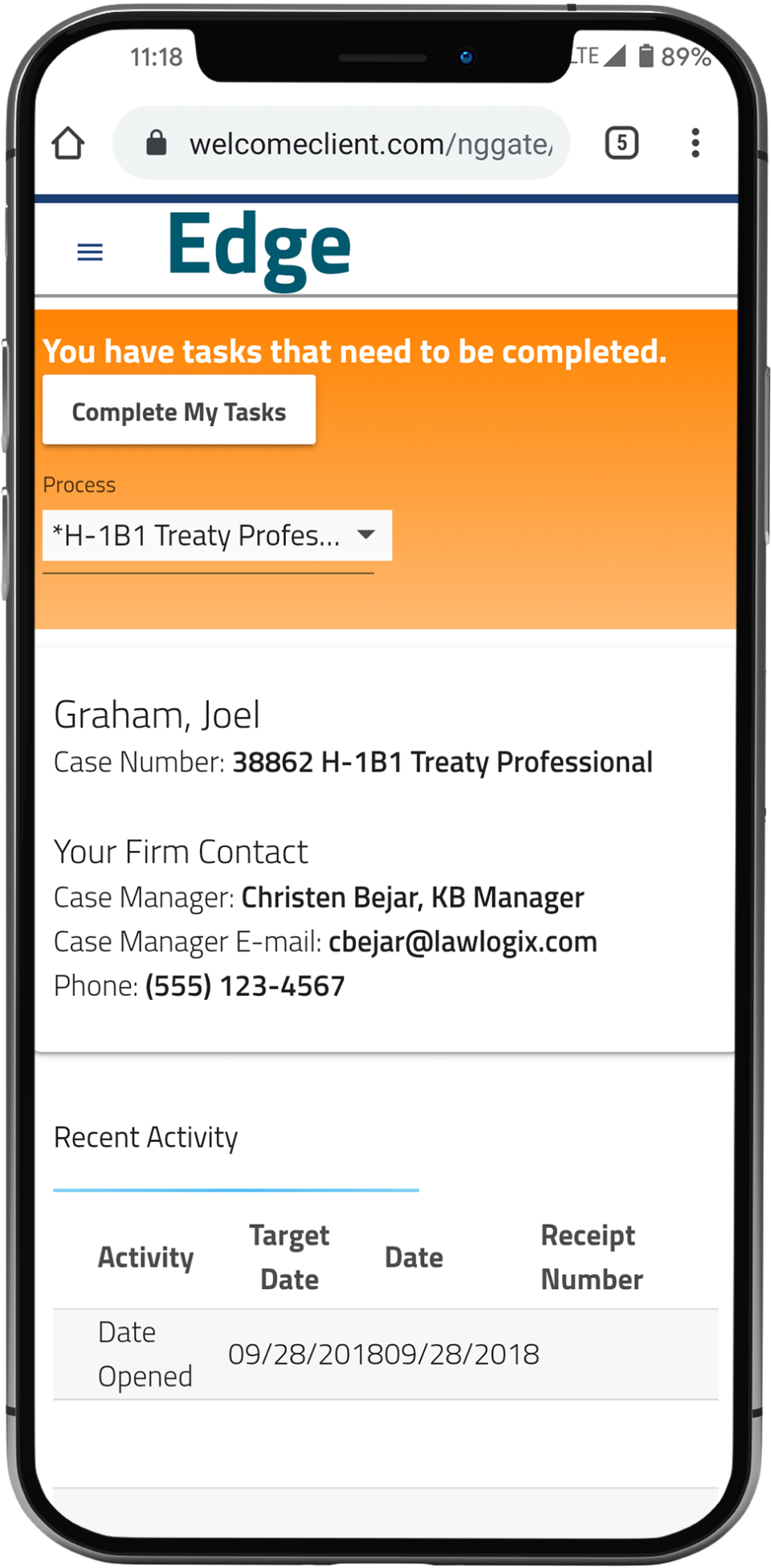 screenshot of Lawlogix Edge